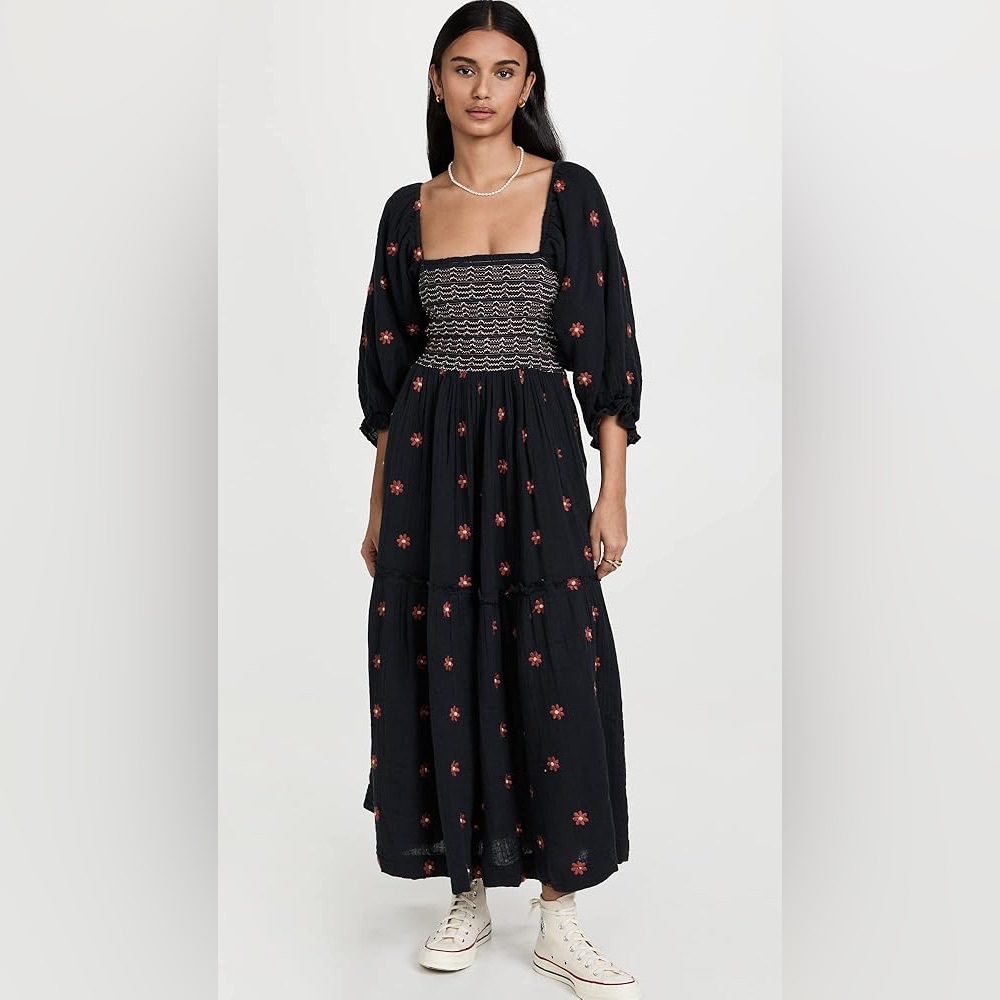 Free People Dahlia Embroidered Maxi Dress